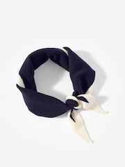 Mint Velvet Blue Navy Cotton Blend Triangle Knit Scarf - Image 4 of 5