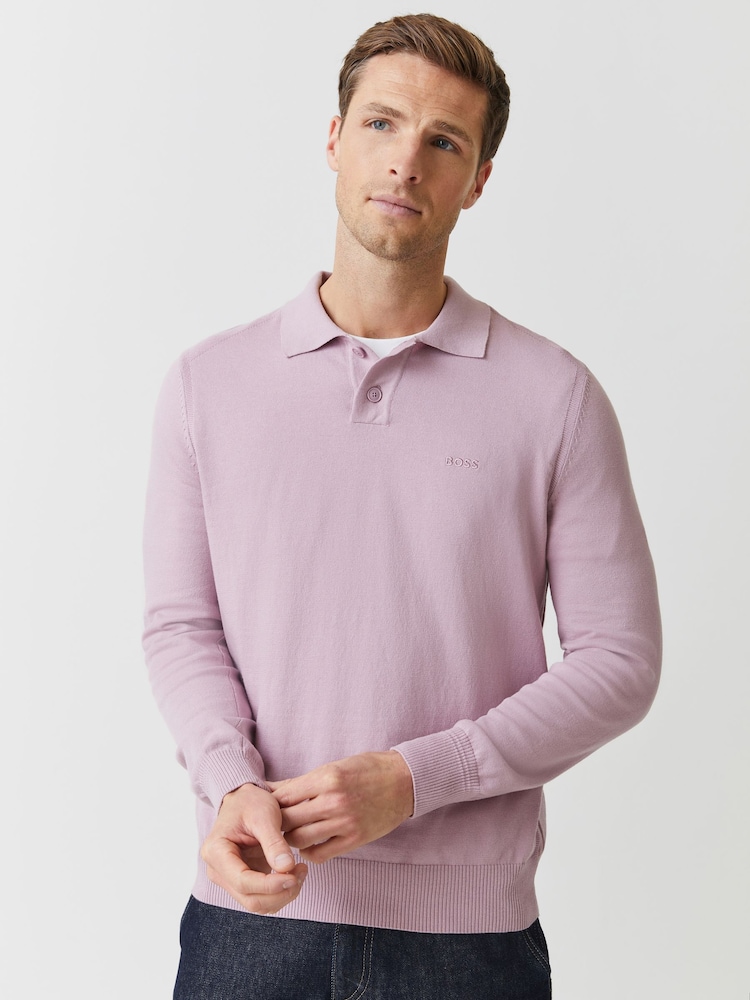 BOSS Purple Asac Knitted Polo Shirt - Image 1 of 4