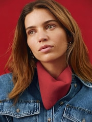 Mint Velvet Red Cotton Blend Triangle Knit Scarf - Image 1 of 5