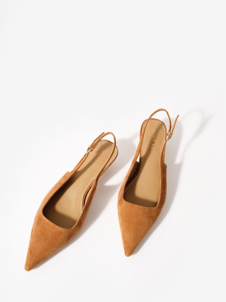 Mint Velvet Brown Mila Suede Slingback Kitten Heels - Image 2 of 4