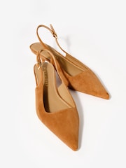 Mint Velvet Brown Mila Suede Slingback Kitten Heels - Image 3 of 4
