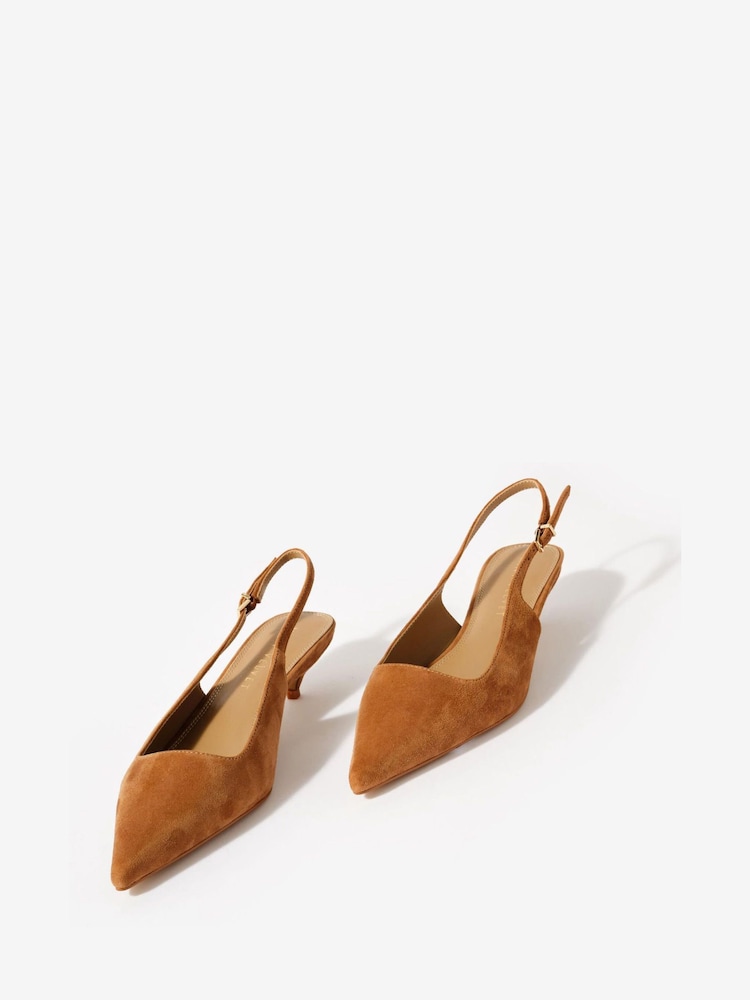 Mint Velvet Brown Mila Suede Slingback Kitten Heels - Image 4 of 4