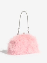 Lipsy Blush Pink Feather Top Handle Clutch Bag - Image 2 of 5