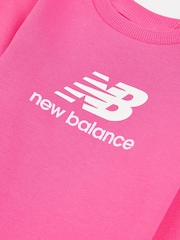 New Balance Pink Stacked Logo FT Crew Sweatshirt - Image 3 of 3