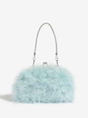 Lipsy Blue Feather Top Handle Clutch Bag - Image 1 of 5