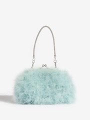 Lipsy Blue Feather Top Handle Clutch Bag - Image 3 of 5