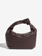 Friends Like These Chocolate Brown Brown Weave Knot Handle Clutch Bag - Image 3 of 7