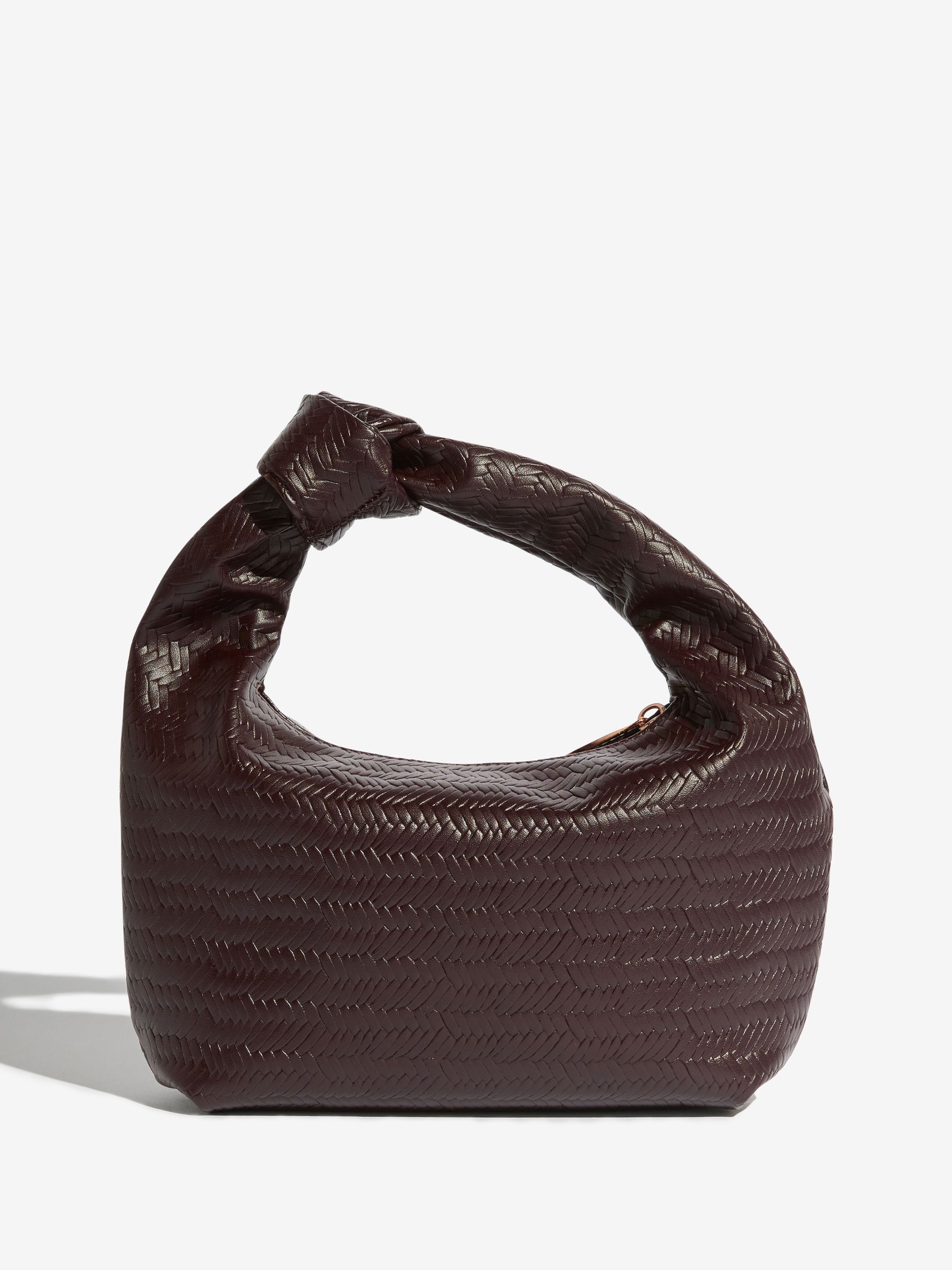 Buy Friends Like These Chocolate Brown Weave Knot Handle Clutch
