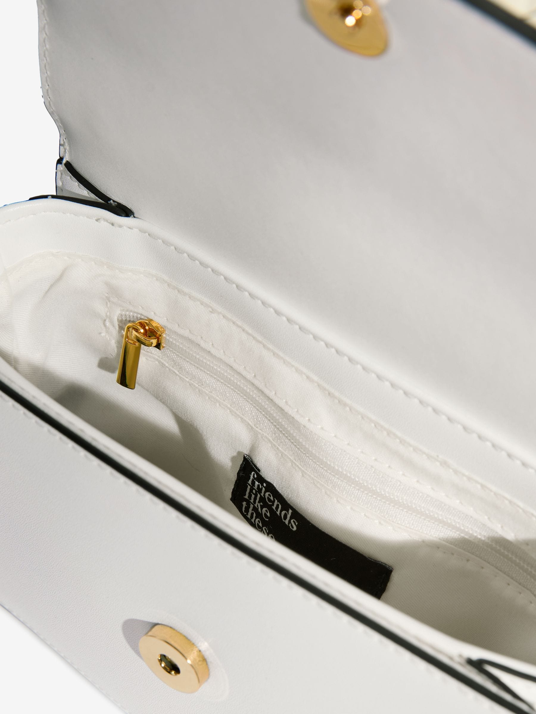 Buy Friends Like These White 3D Floral Chain Shoulder Bag from