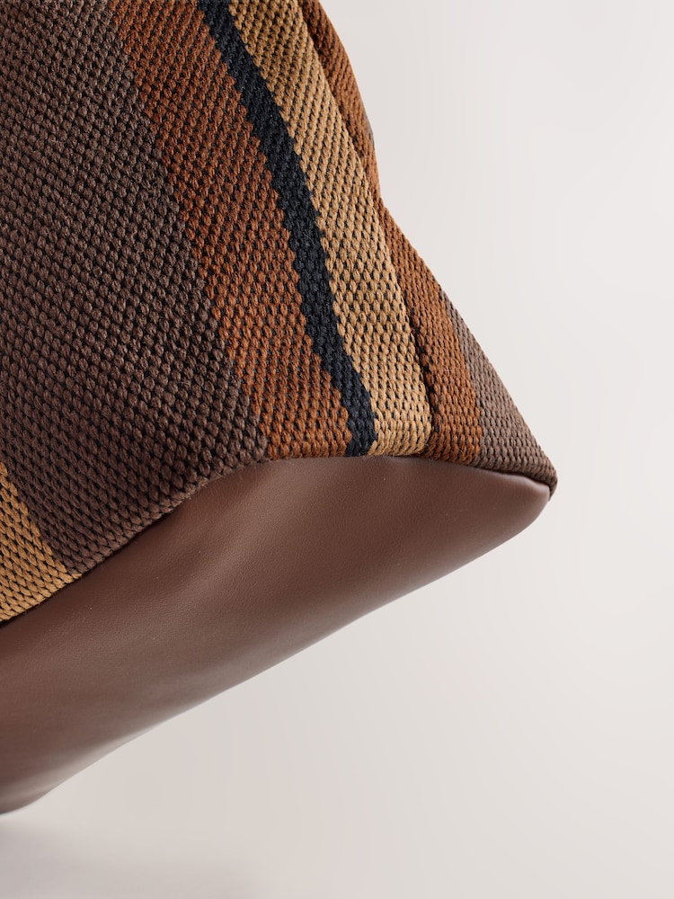 Chocolate Brown Stripe Shoulder Bag - Image 10 of 10