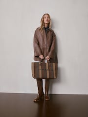 Chocolate Brown Stripe Shoulder Bag - Image 2 of 10