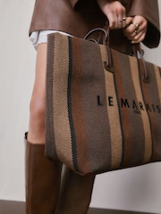 Chocolate Brown Stripe Shoulder Bag - Image 3 of 10
