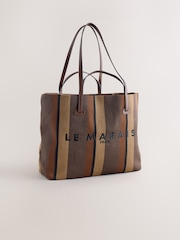 Chocolate Brown Stripe Shoulder Bag - Image 4 of 10