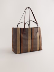 Chocolate Brown Stripe Shoulder Bag - Image 5 of 10