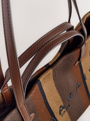 Chocolate Brown Stripe Shoulder Bag - Image 6 of 10