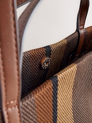 Chocolate Brown Stripe Shoulder Bag - Image 8 of 10
