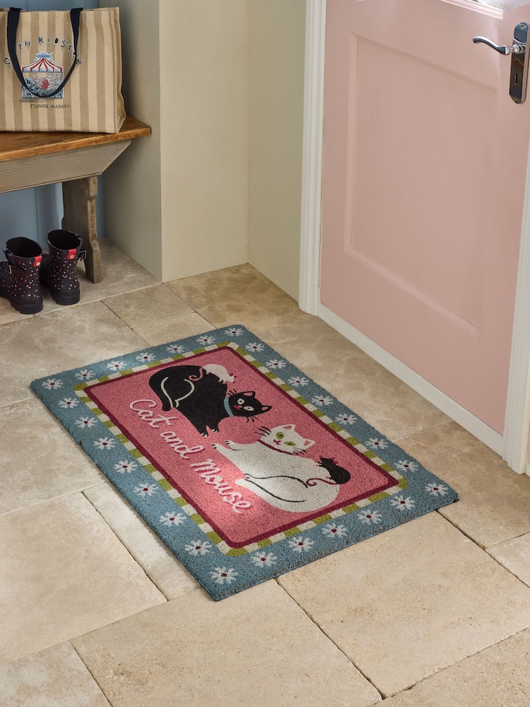 Cath Kidston Cat and Mouse Slogan Doormat - Image 1 of 7 Cath Kidston Cat and Mouse Slogan Doormat - Image 1 of 7