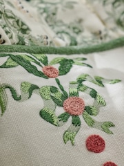 Cath Kidston Green Heraldry Embroidered Ruffle Edge Cushion - Image 3 of 5