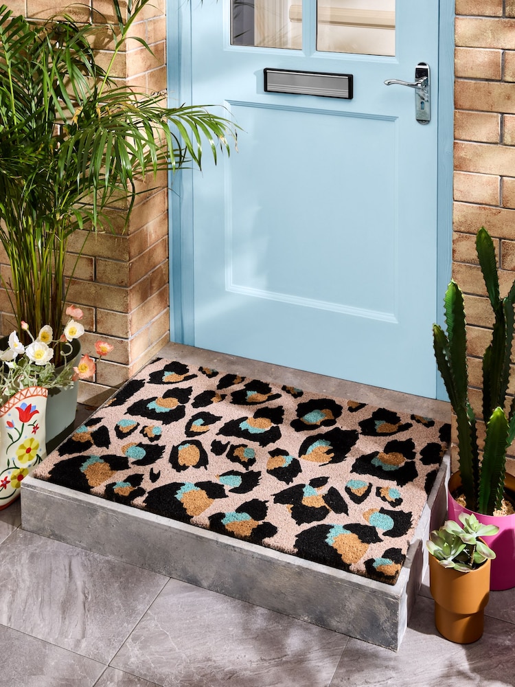 Eleanor Bowmer Pink Leopard Print Doormat - Image 1 of 5