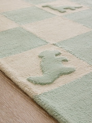 JoJo Maman Bébé Green Dinosaur Checkerboard Cotton Tufted Rug - Image 3 of 5