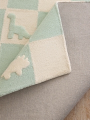 JoJo Maman Bébé Green Dinosaur Checkerboard Cotton Tufted Rug - Image 4 of 5