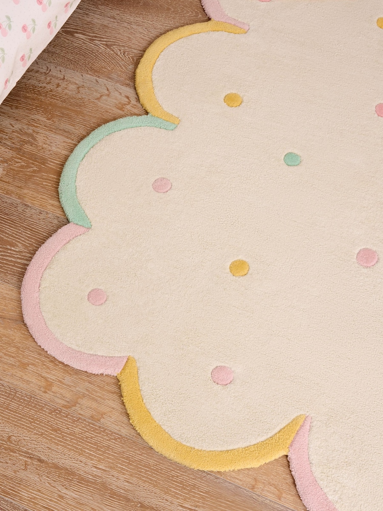 JoJo Maman Bébé Multi Polka Dot Scallop Cotton Tufted Rug - Image 2 of 5