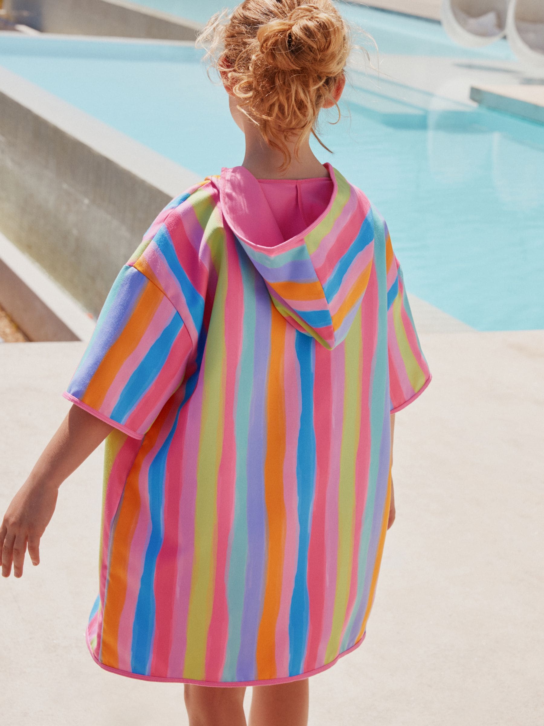 Buy Rainbow Stripe Zip Quick Dry Towelling Poncho (9mths-8yrs