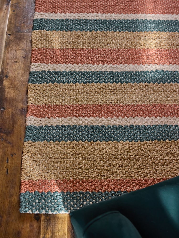 FatFace Red/Blue Stripe Jute Flatweave Rug - Image 2 of 5 FatFace Red/Blue Stripe Jute Flatweave Rug - Image 2 of 5