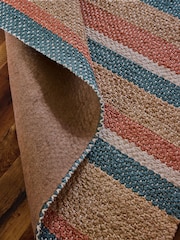 FatFace Red/Blue Stripe Jute Flatweave Rug - Image 3 of 5