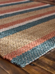 FatFace Red/Blue Stripe Jute Flatweave Rug - Image 4 of 5