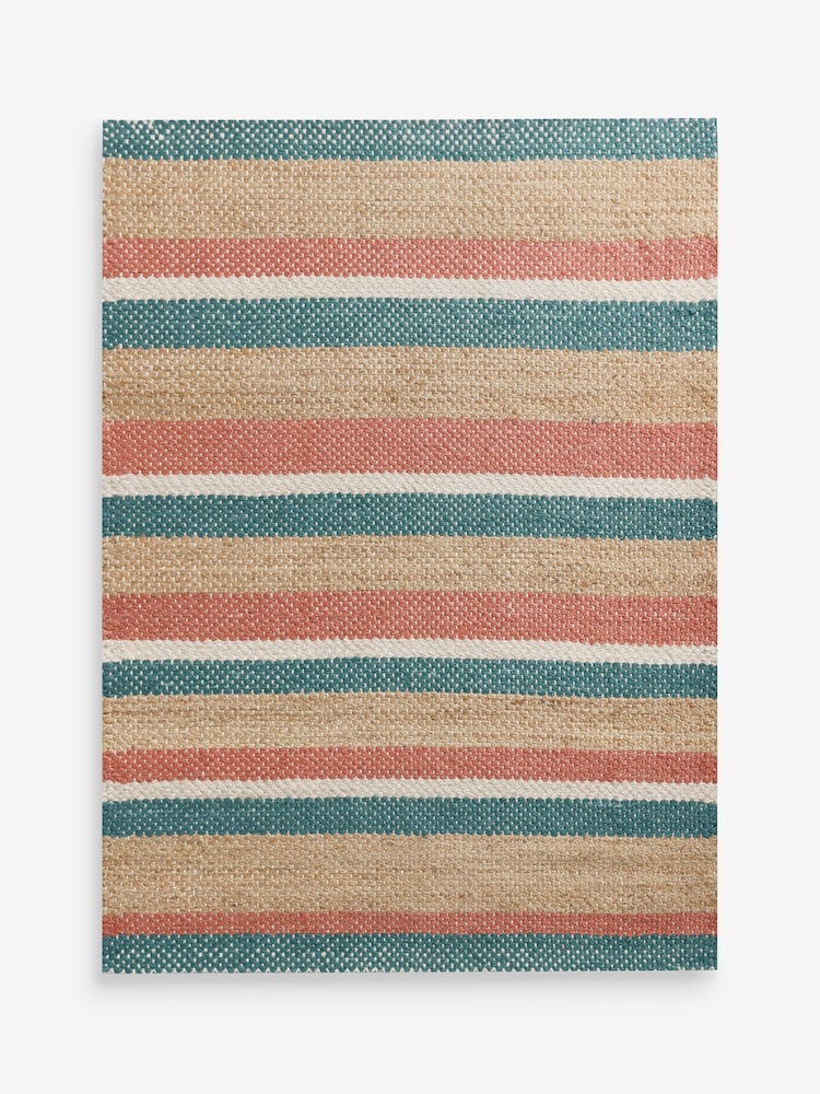 FatFace Red/Blue Stripe Jute Flatweave Rug - Image 5 of 5 FatFace Red/Blue Stripe Jute Flatweave Rug - Image 5 of 5