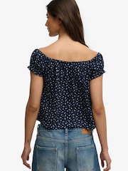 ネイビー - Superdry Short Sleeves 1/2 Button Woven Top - 画像 2 / 7