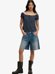 ネイビー - Superdry Short Sleeves 1/2 Button Woven Top - 画像 3 / 7