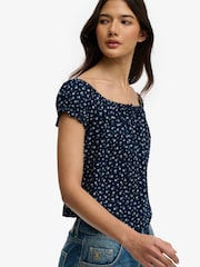 ネイビー - Superdry Short Sleeves 1/2 Button Woven Top - 画像 4 / 7