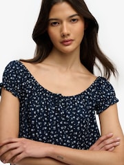 ネイビー - Superdry Short Sleeves 1/2 Button Woven Top - 画像 5 / 7