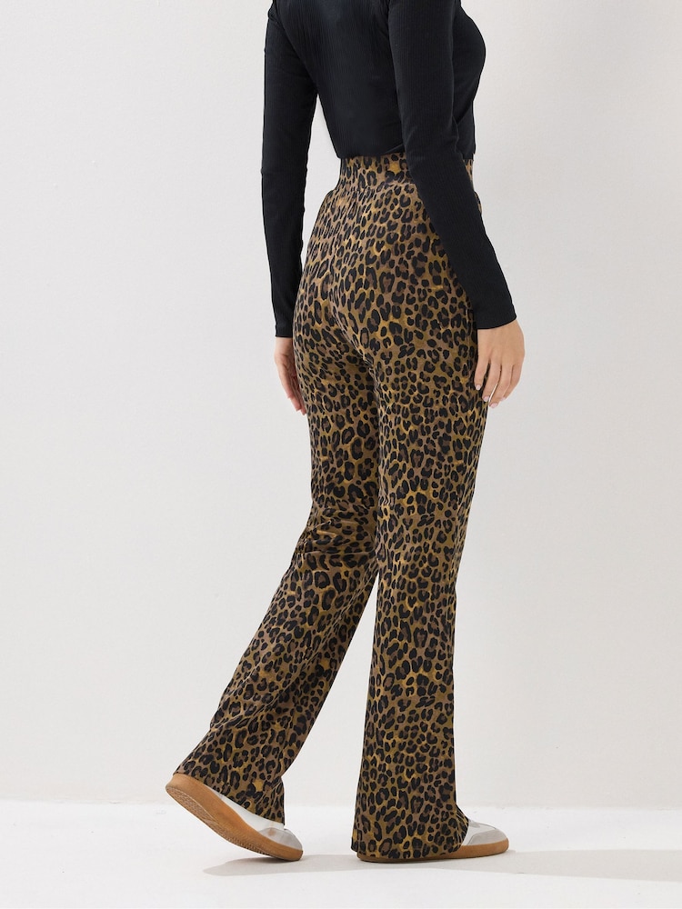 Long Tall Sally Black Leopard Flared Leggings - Image 2 of 5 Long Tall Sally Black Leopard Flared Leggings - Image 2 of 5