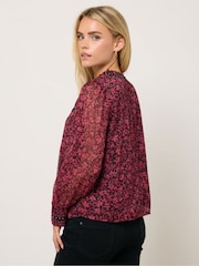 M&Co Black Petite Floral Studded Detail Blouse - Image 5 of 7
