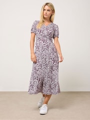 Vestido M&Co Petite Abstract Print Twist Front - Imagem 1 de 5