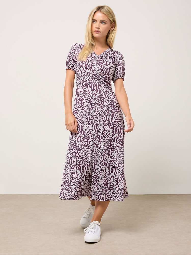 Vestido M&Co Petite Abstract Print Twist Front - Imagem 1 de 5