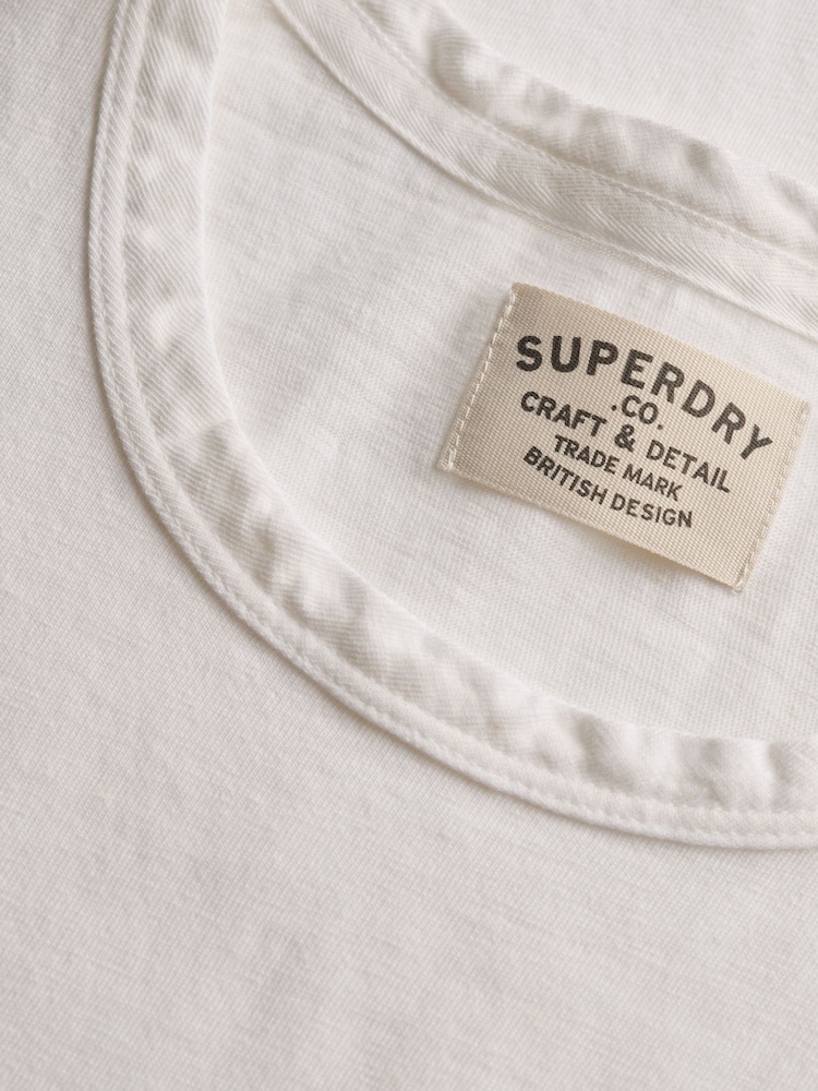 Superdry White Classic Cotton Linen Tank Top - Image 2 of 2