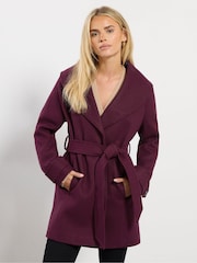 M&Co Red Petite Short Wrap Coat - Image 1 of 6