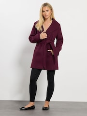 M&Co Red Petite Short Wrap Coat - Image 4 of 6
