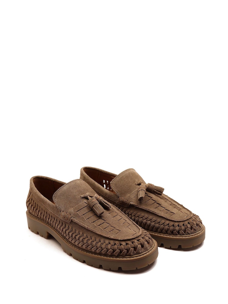 Off The Hook Brown Floyd Loafers Tassel Formal Casual Slip On Leather Shoes - Image 1 of 6