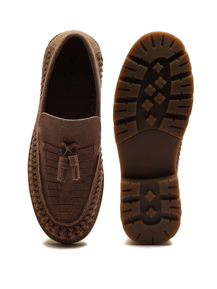 Off The Hook Brown Floyd Loafers Tassel Formal Casual Slip On Leather Shoes - Image 6 of 6