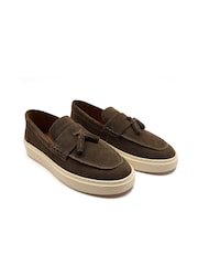 Off The Hook Green Rory Loafers Tassel Casual Slip On Suede Leather Shoes - Image 1 of 6