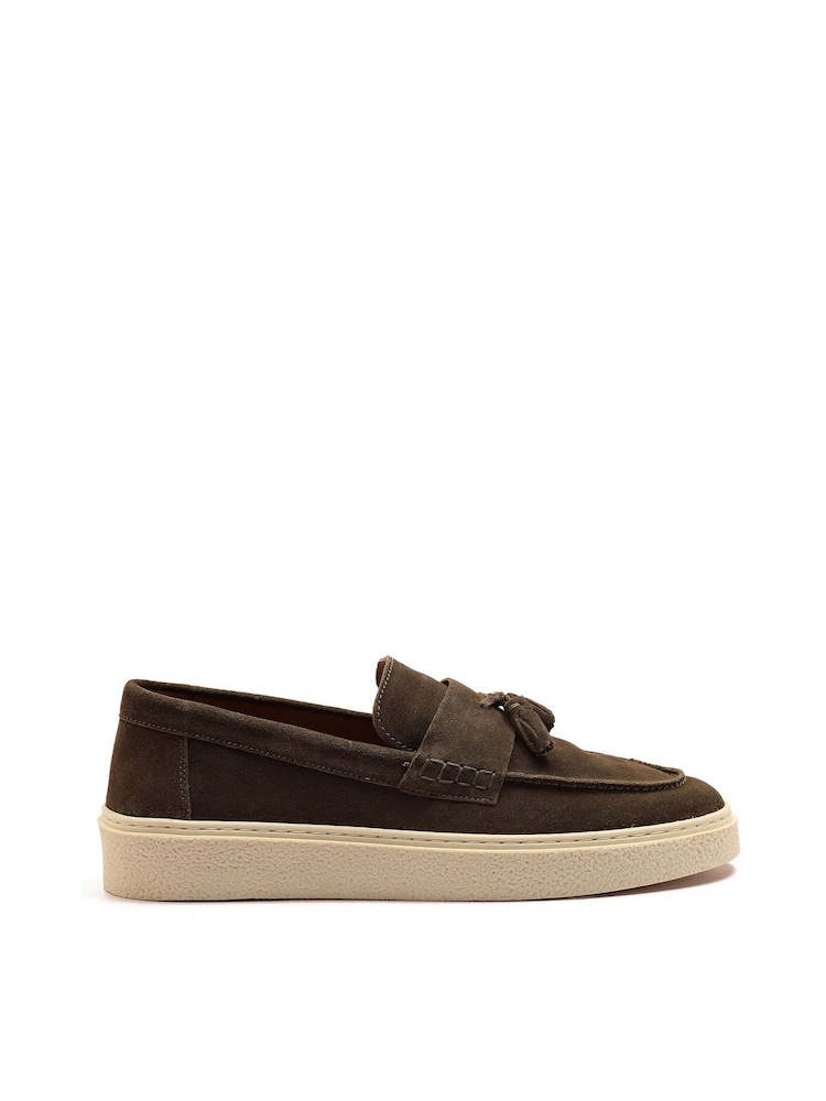 Off The Hook Green Rory Loafers Tassel Casual Slip On Suede Leather Shoes - Image 2 of 6