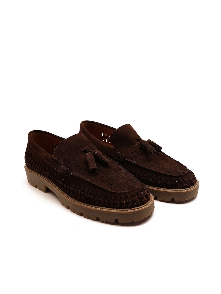 Off The Hook Brown Floyd Loafers Tassel Formal Casual Slip On Leather Shoes - Image 1 of 6
