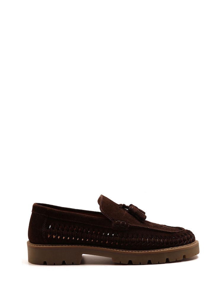 Off The Hook Brown Floyd Loafers Tassel Formal Casual Slip On Leather Shoes - Image 2 of 6