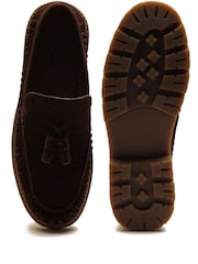 Off The Hook Brown Floyd Loafers Tassel Formal Casual Slip On Leather Shoes - Image 6 of 6