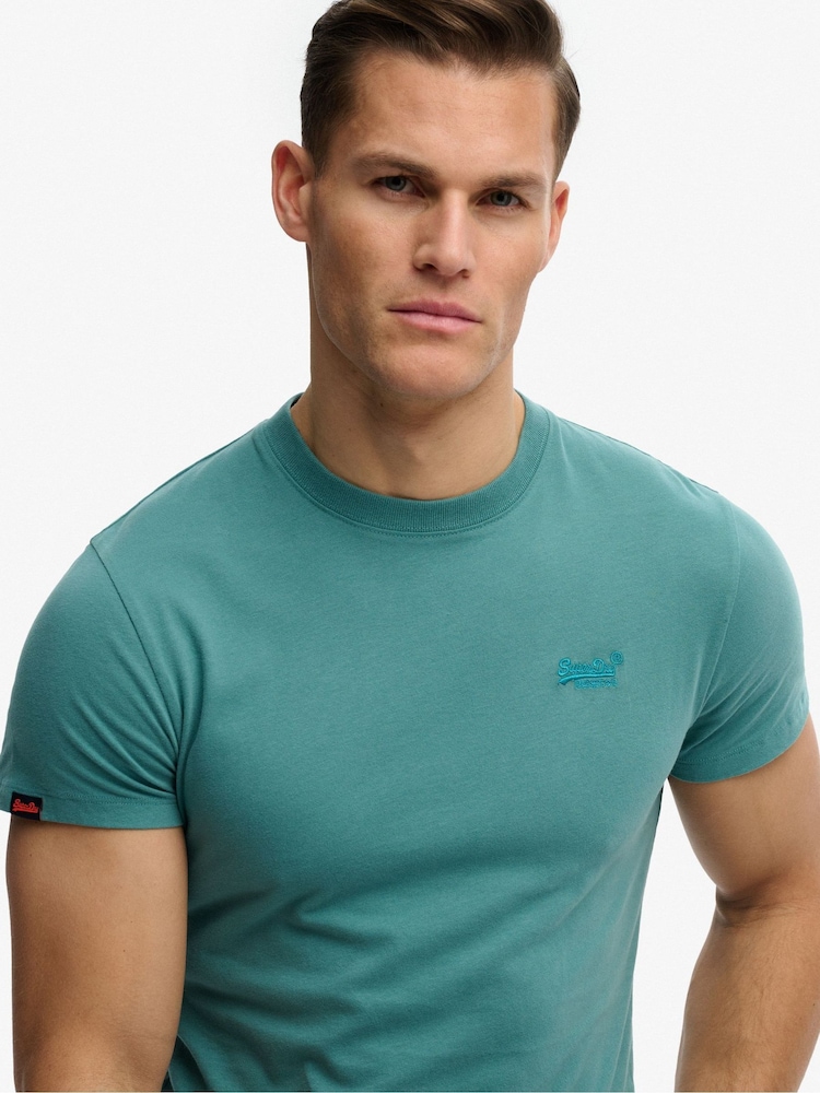 Superdry Blue Essential Logo Embroidered T-Shirt - Image 2 of 4